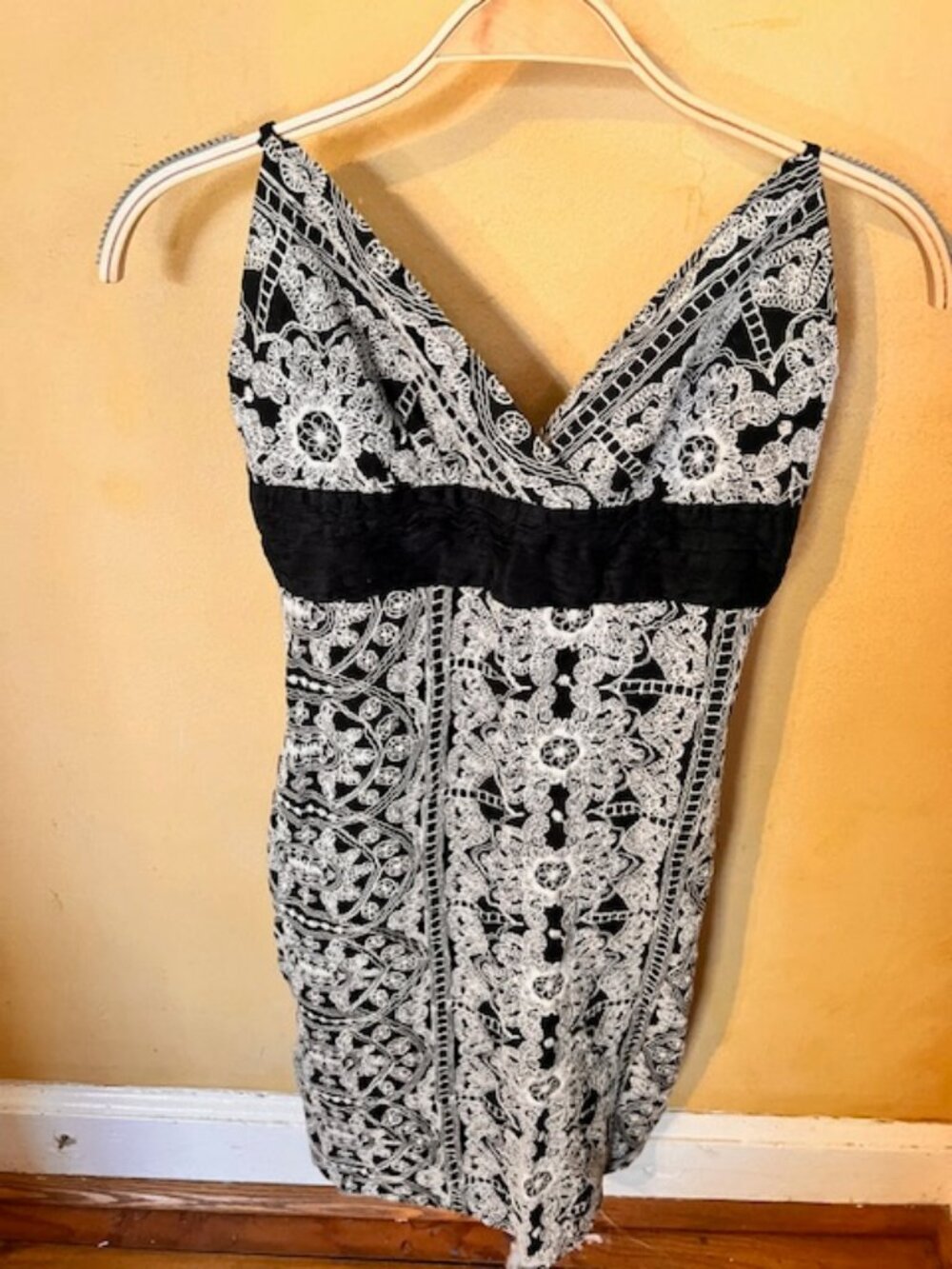 Black and White Sewn Dress with lots of details by Westonwear, Size Small